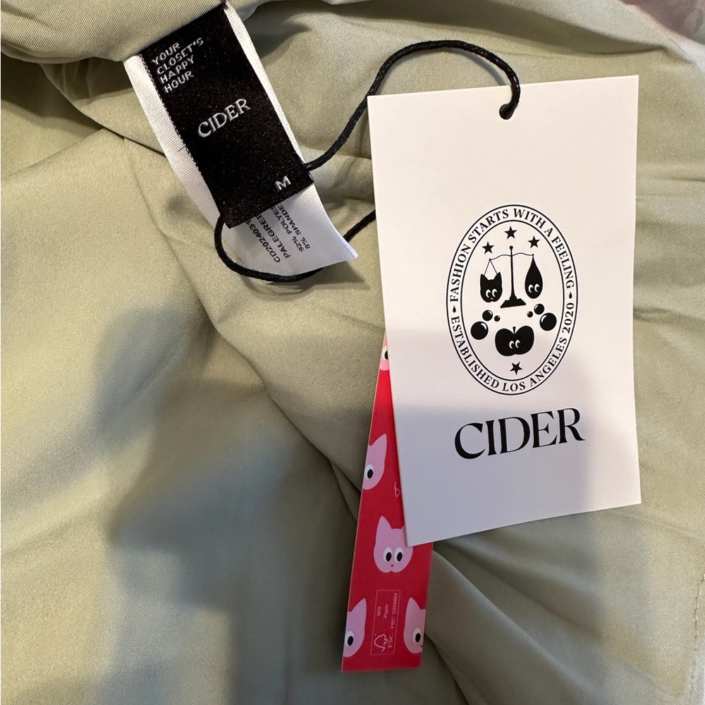 NWT Cider Satin Floral Backless Midi Slip Dress Pale Green w Pink Size Medium - Picture 12 of 14